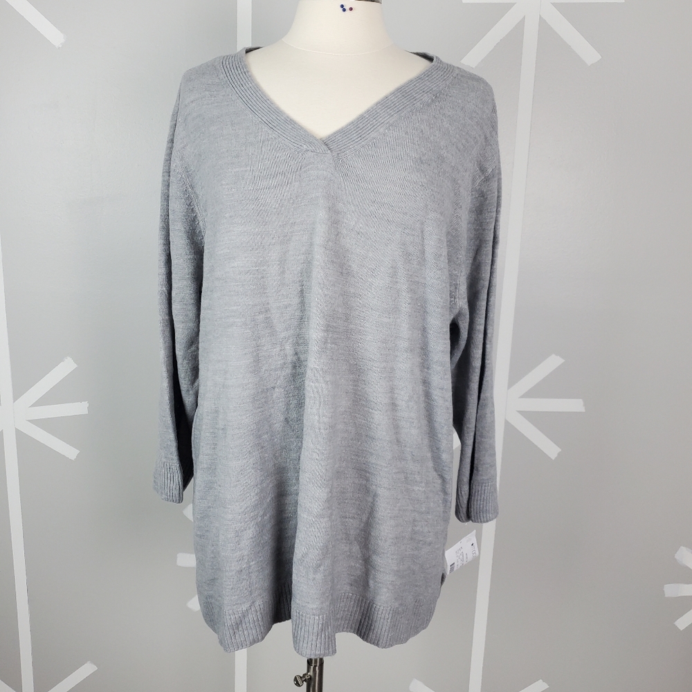 NWT Plus Size 3X Long Sleev Grey Sweater